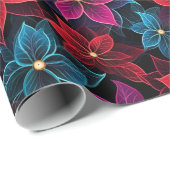 Neon Kerstmis Poinsettias Cadeaupapier (Rol Hoek)