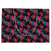 Neon Kerstmis Poinsettias Groot Cadeauzakje (Achterkant)