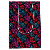 Neon Kerstmis Poinsettias Medium Cadeauzakje (Achterkant)