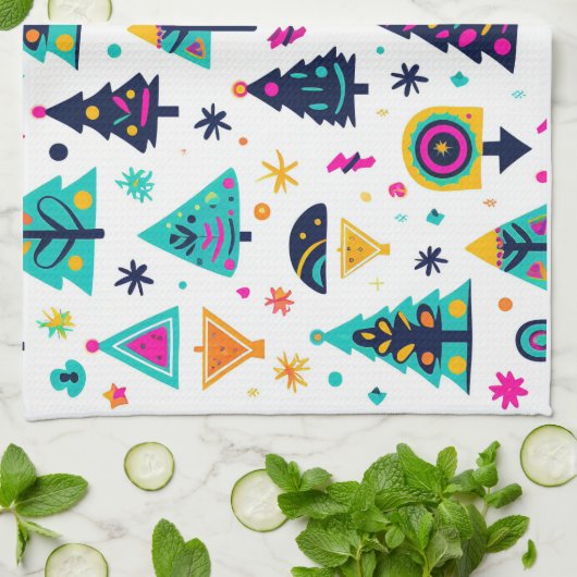 Neon Kerstmis Theedoek (Gevouwen)