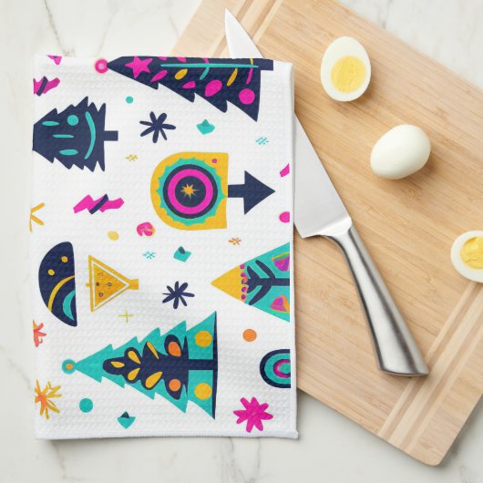 Neon Kerstmis Theedoek (Quarter Fold)