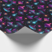 Neon kerstversieringen cadeaupapier (Hoek)