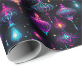 Neon kerstversieringen cadeaupapier (Rol Hoek)