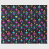 Neon kerstversieringen cadeaupapier (Vlak)