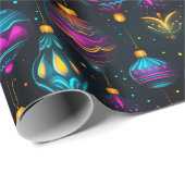Neon kerstversieringen cadeaupapier (Rol Hoek)