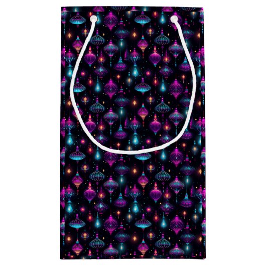 Neon kerstversieringen klein cadeauzakje (Achterkant)