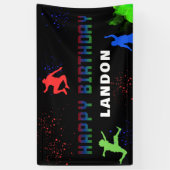 Neon Kinder Trampolinepark Happy Birthday Spandoek (Verticaal)