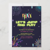 Neon kinder trampolinepark verjaardag kaart (Voorkant)