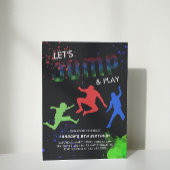 Neon Kinder Trampolinepark Verjaardagsfeest Kaart