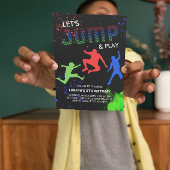 Neon Kinder Trampolinepark Verjaardagsfeest Kaart