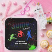 Neon Kinder Trampolinepark Verjaardagsfeest Papieren Bordje (Feest)