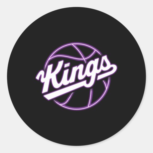 Neon Kings Basketball Ronde Sticker (Voorkant)