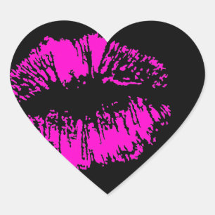Neon Kiss op Zwarte Hart Hart Sticker