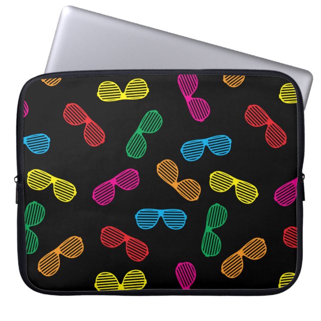 Neon Klassieke Zonnebril Patroon Laptop Sleeve (Voorkant)