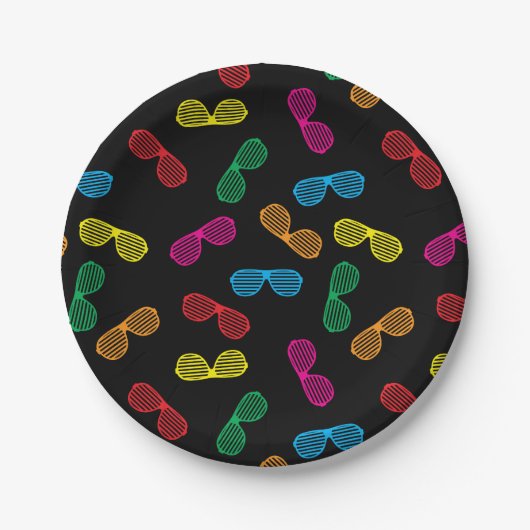 Neon Klassieke Zonnebril Patroon Papieren Bordje (Voorkant)