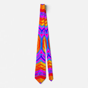 Neon Kleur Draaikolken Patroon Stropdas