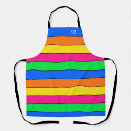 NEON KLEUR FLUORESCERENDE STREPEN MONOGRAM INITIAL SCHORT