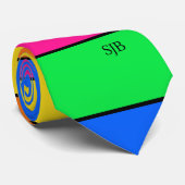 NEON KLEUR FLUORESCERENDE STREPEN MONOGRAM INITIAL STROPDAS (Opgerold)