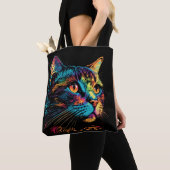 Neon Kleur Kattengezicht Tote Bag (Dichtbij)