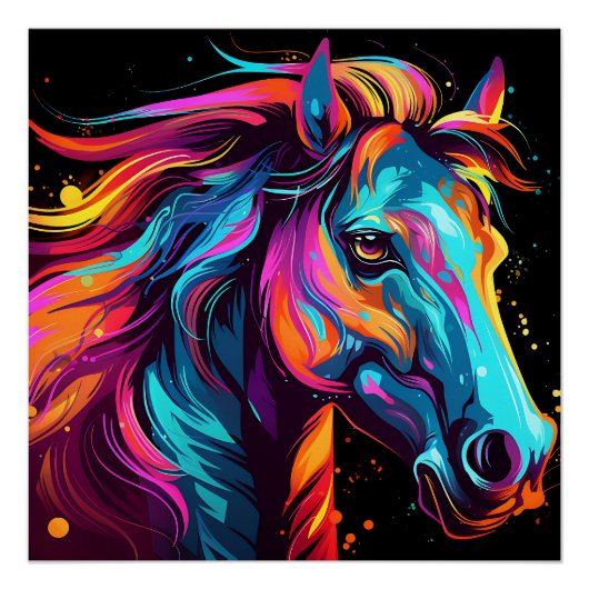 Neon Kleur Paard Thema Perfect Poster (Voorkant)