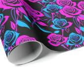 Neon Kleur Rozen Cadeaupapier (Rol Hoek)