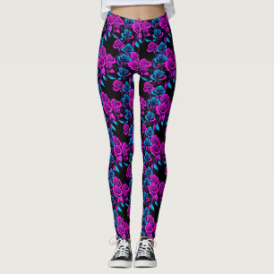 Neon Kleur Rozen Leggings