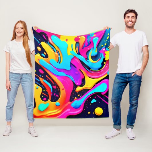 Neon Kleur Vloeibare Dromen Fleece Deken (In situ)