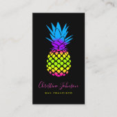 Neon kleuren ananas logo visitekaartje (Voorkant)