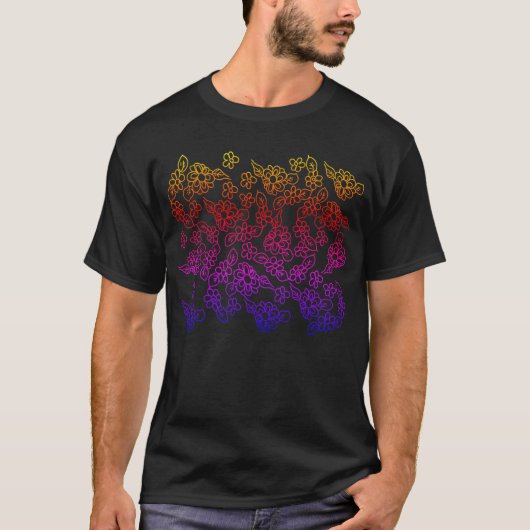 Neon kleuren bloemen t-shirt (Voorkant)