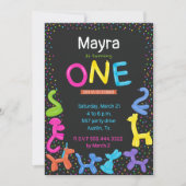 Neon kleuren dierlijke ballonnen Eerste verjaardag Kaart (Voorkant)