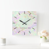 Neon Kleuren Edelsteen Opal Textuur Vierkante Klok (Huis)