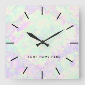 Neon Kleuren Edelsteen Opal Textuur Vierkante Klok (Voorkant)