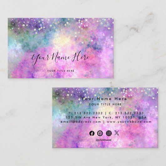 Neon Kleuren Edelsteen Opal Textuur Visitekaartje (Voorkant / Achterkant)