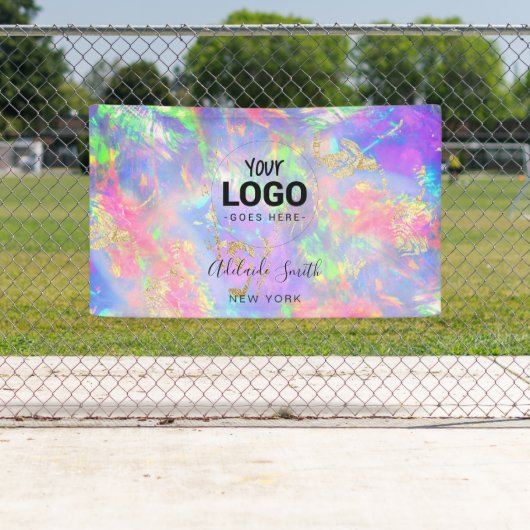 Neon kleuren edelsteen spandoek (Insitu)