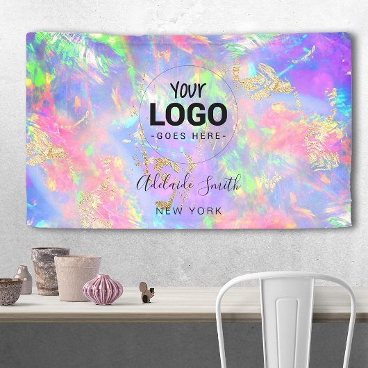 Neon kleuren edelsteen spandoek