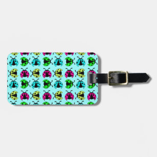Neon kleuren fel lieveheersbeestje bagagelabel