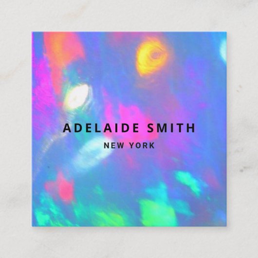 neon kleuren gemstone optische foto vierkante visitekaartje (Voorkant)