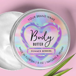 Neon Kleuren Holografische Body Butter Jar Product Ronde Sticker