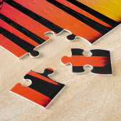 Neon kleuren Invade Silhouet Zwarte Bomen Legpuzzel (Zijkant)