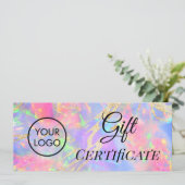 neon kleuren opaal logo cadeaubon (Staand voorkant)