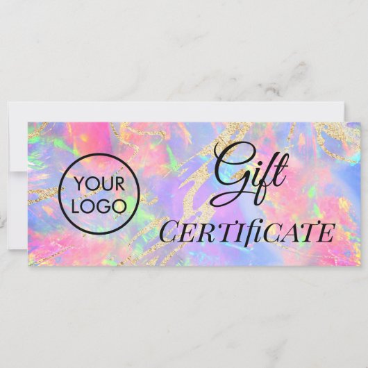 neon kleuren opaal logo cadeaubon (Voorkant)