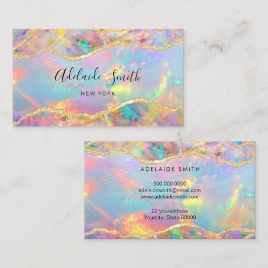 Neon kleuren opaal visitekaartje (Voorkant / Achterkant)