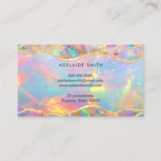 Neon kleuren opaal visitekaartje (Achterkant)