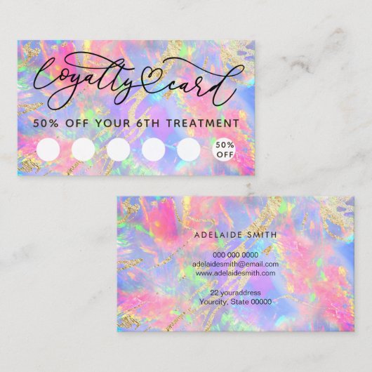Neon Kleuren Opal Loyalty Card Visitekaartje (Voorkant / Achterkant)