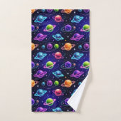 Neon Kleuren Outer Space Planeten Jongens Handdoek (Handdoek)
