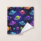 Neon Kleuren Outer Space Planeten Jongens Handdoek (Wasdoekje)