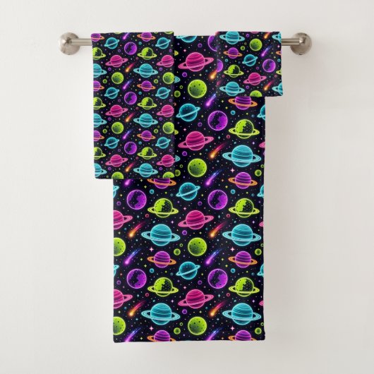 Neon Kleuren Outer Space Planeten Jongens Handdoek (Insitu)