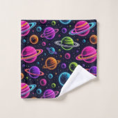 Neon Kleuren Outer Space Planeten Jongens Handdoek (Wasdoekje)