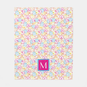 Neon kleuren patroon Monogram Fleece Deken