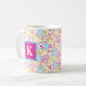 Neon kleuren patroon | Monogram Koffiemok (Voorkant links)